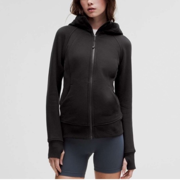 Lululemon Scuba Full Zip Hoodie Athleisure Thumbholes Black Jacket Size 6 - Picture 1 of 3